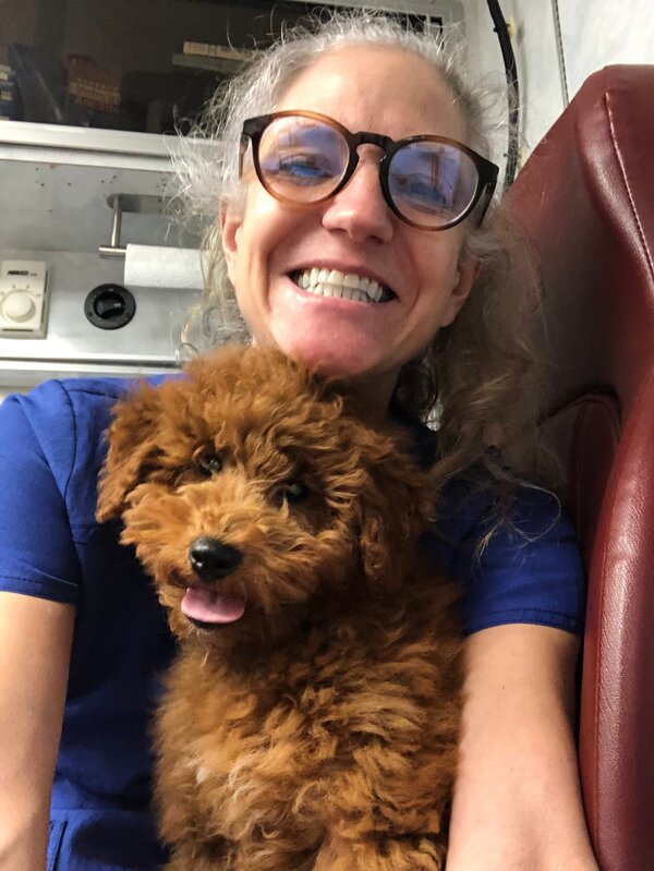 Dr. Jeanne Hart with a happy patient